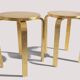 1990s IKEA Frosta Stools in the Style of Alvar Aalto, Gold Leaf Covered