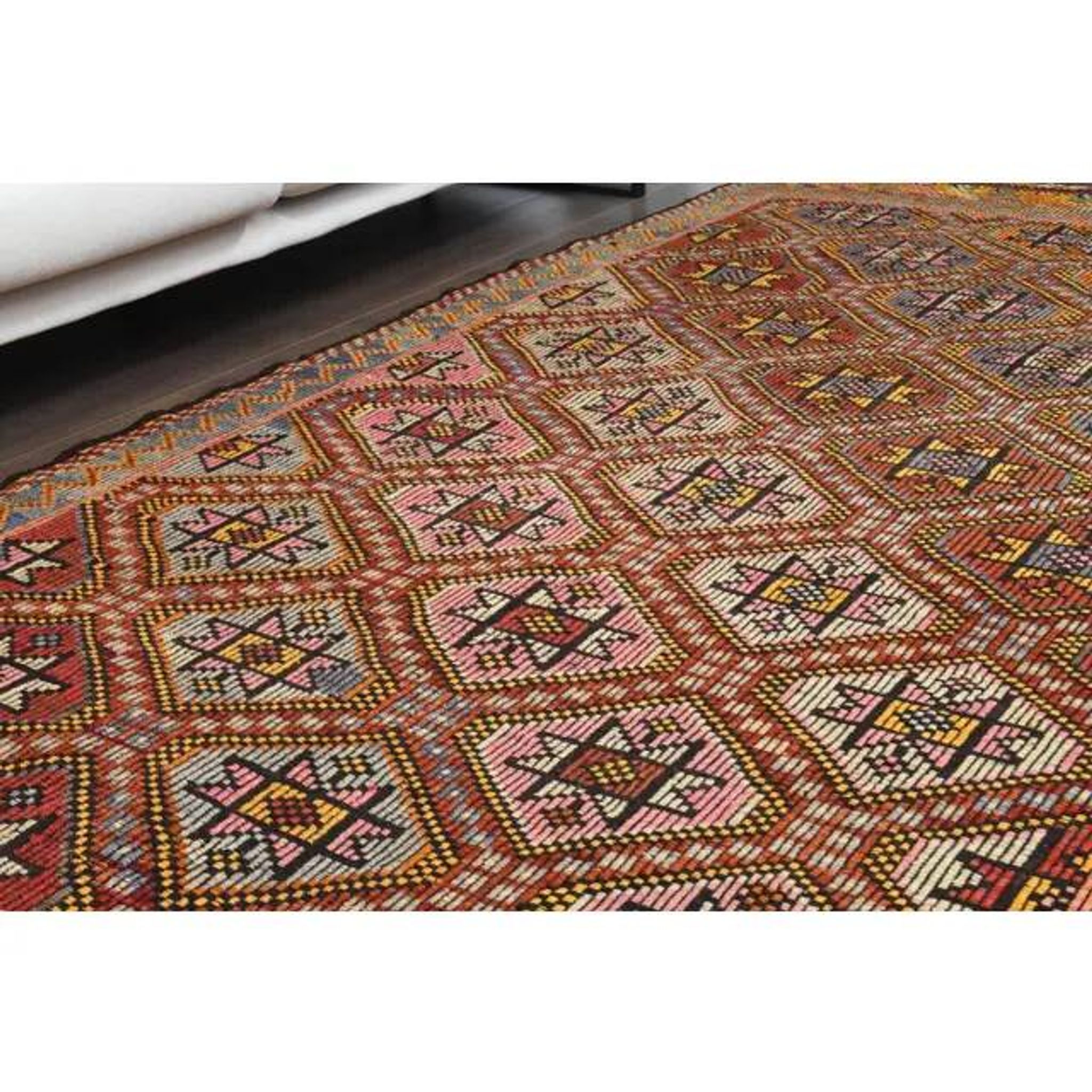 1970s Vintage Turkish Hand-Knotted Wool Cotton Brown Area Rug 157x277