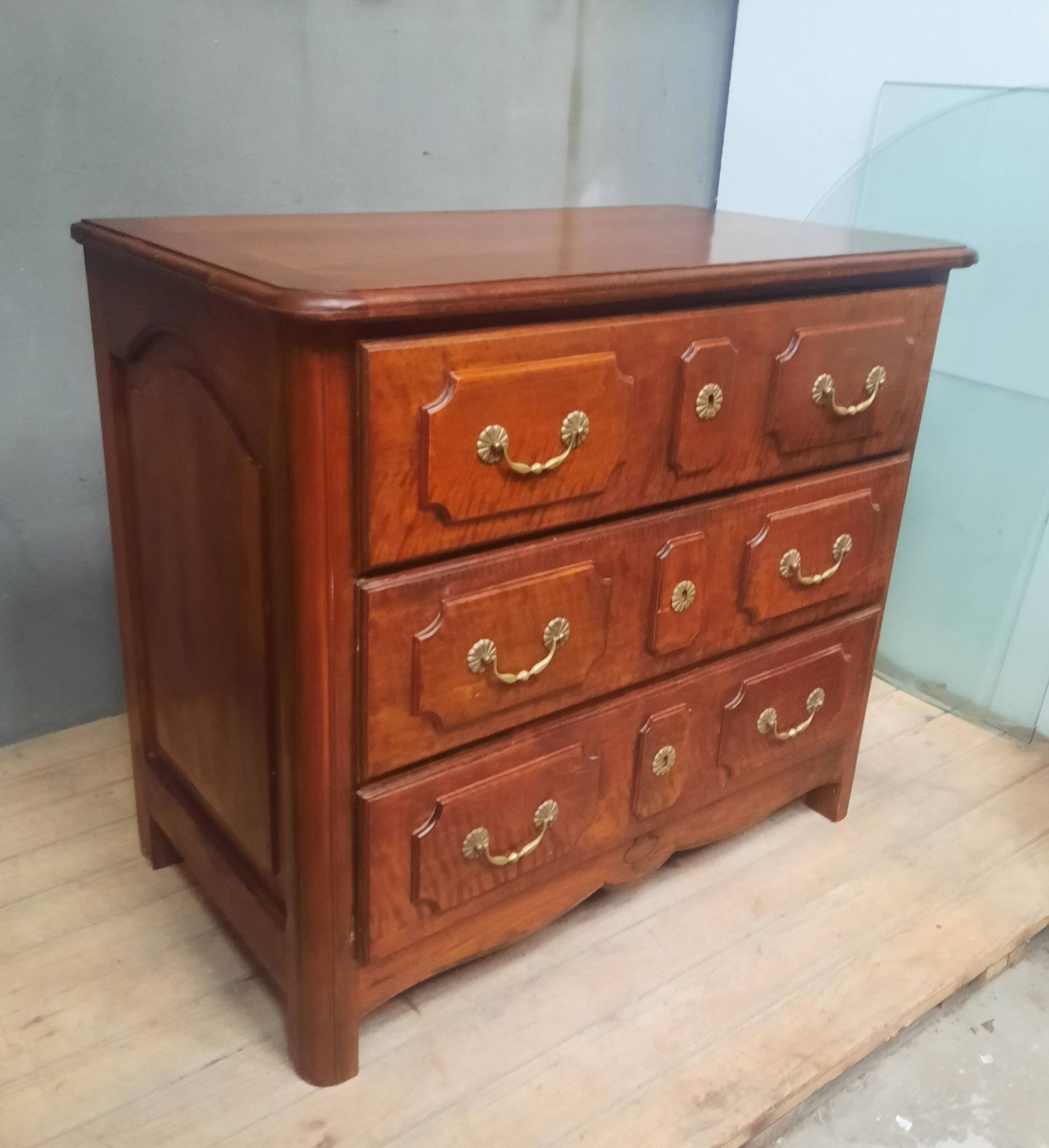 Louis XIV style commode in natural wood