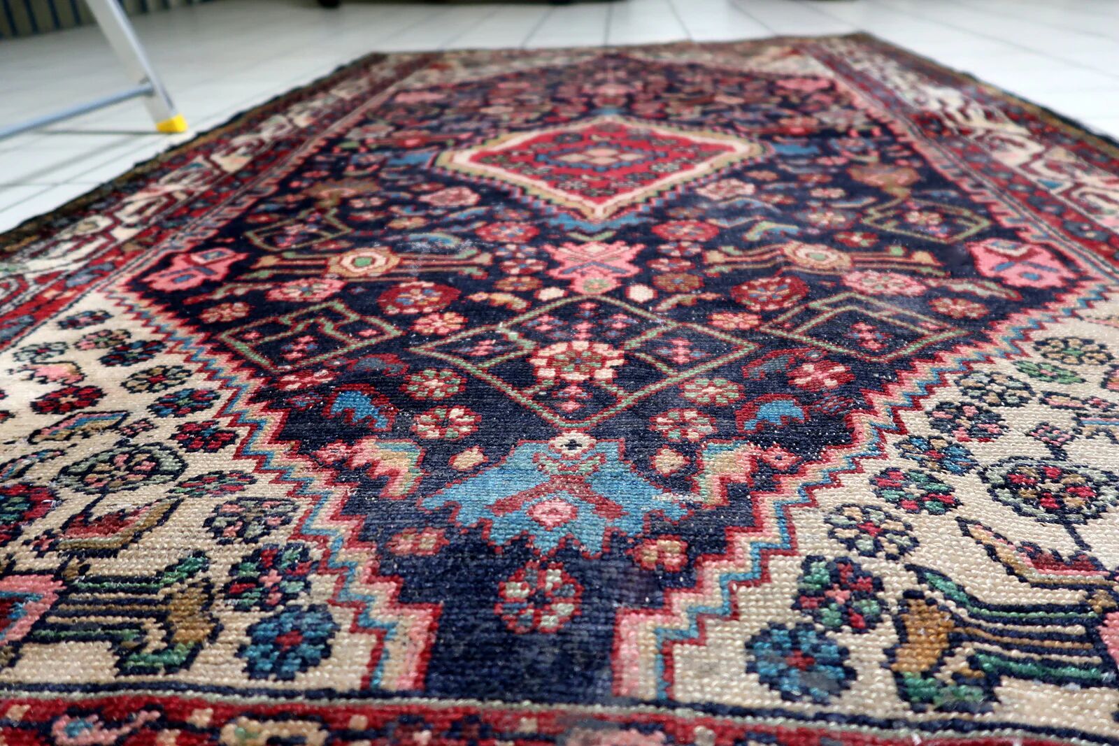 Antique Persian Hamadan handmade rug 3.8' x 6.7' 1920s - 1C1215