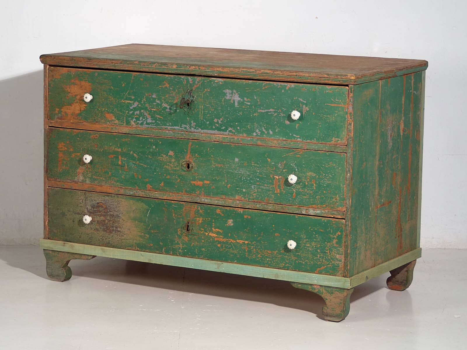 Large antique chest of drawers with green patina (c.1940) #62