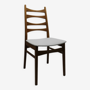 Vintage hellerau chair in teak and white skai 1960 suede