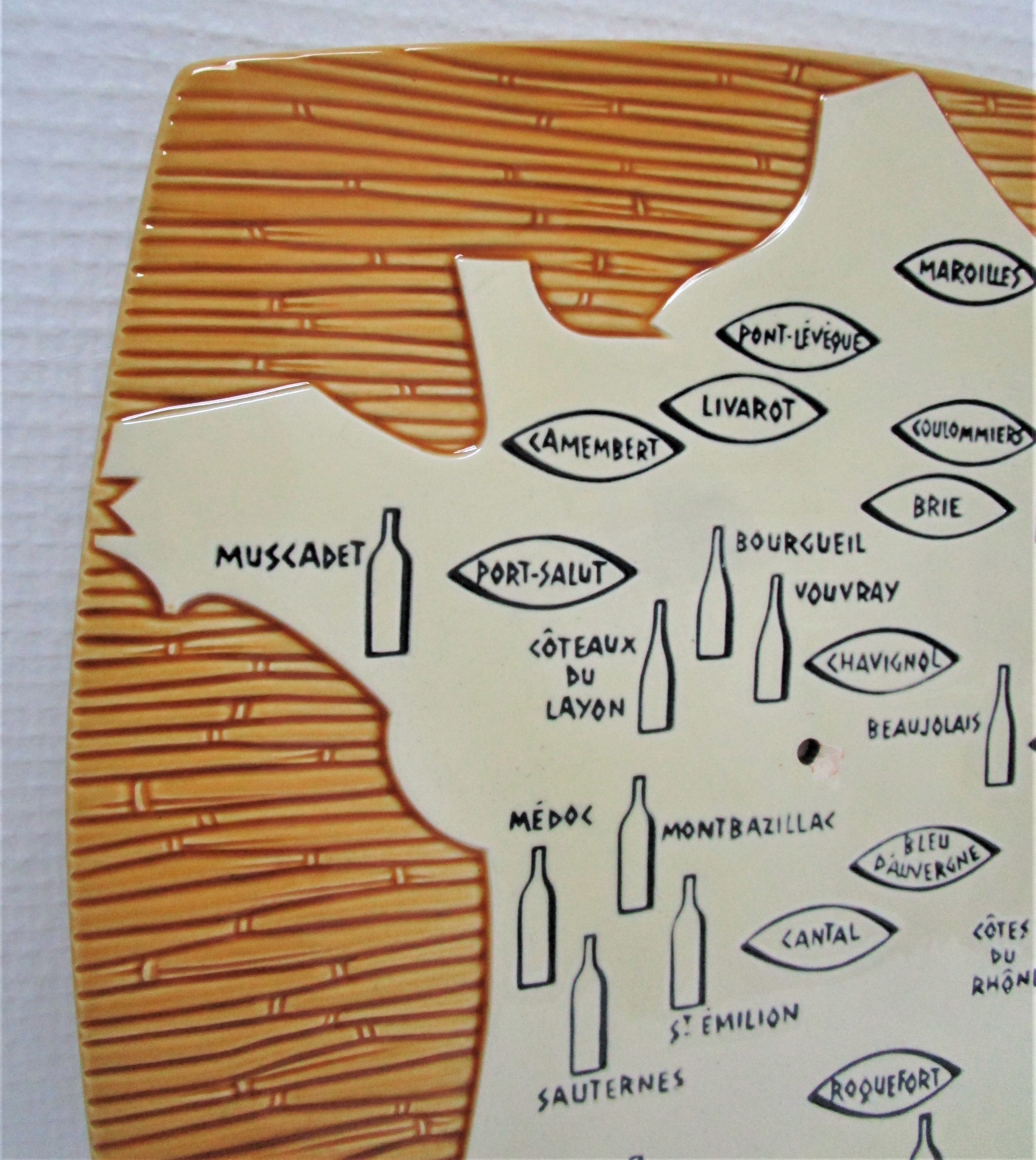 Ceramic cheese platter modernist rooster 60s