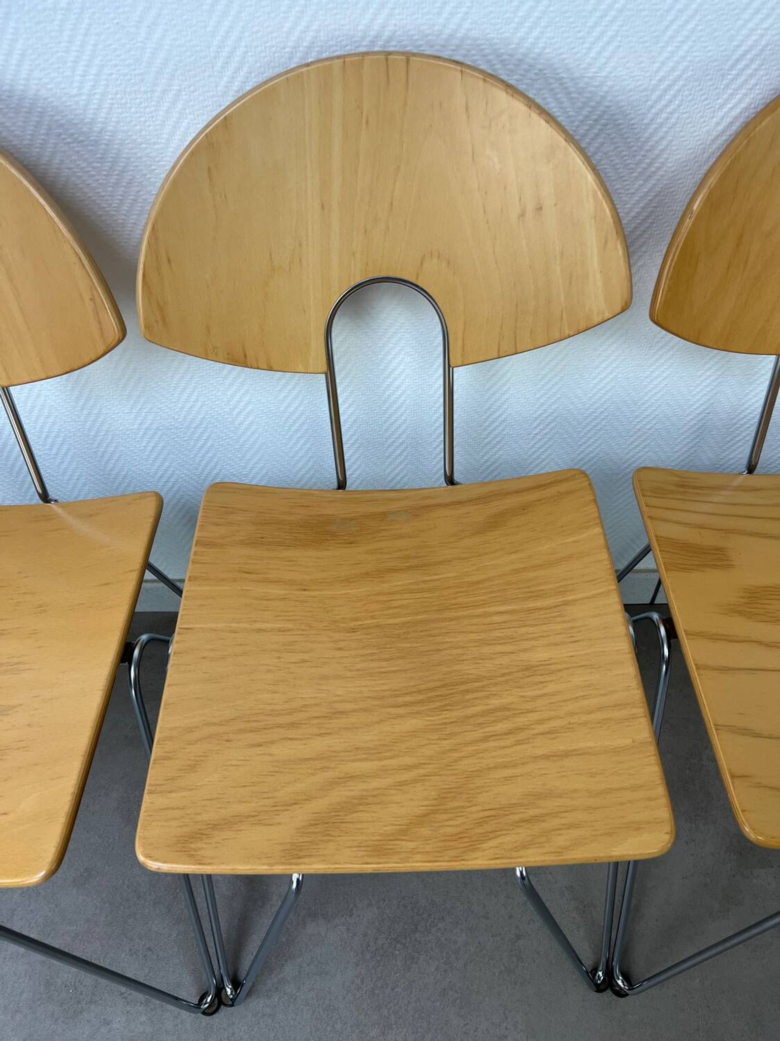 6 Mikado chairs 1800, stackable, design by Walter Leeman for Kusck&co.
