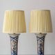 Vintage Belgian Delft Style Table Lamps by Boch with Brass Elements, 1950-1970, New Shades