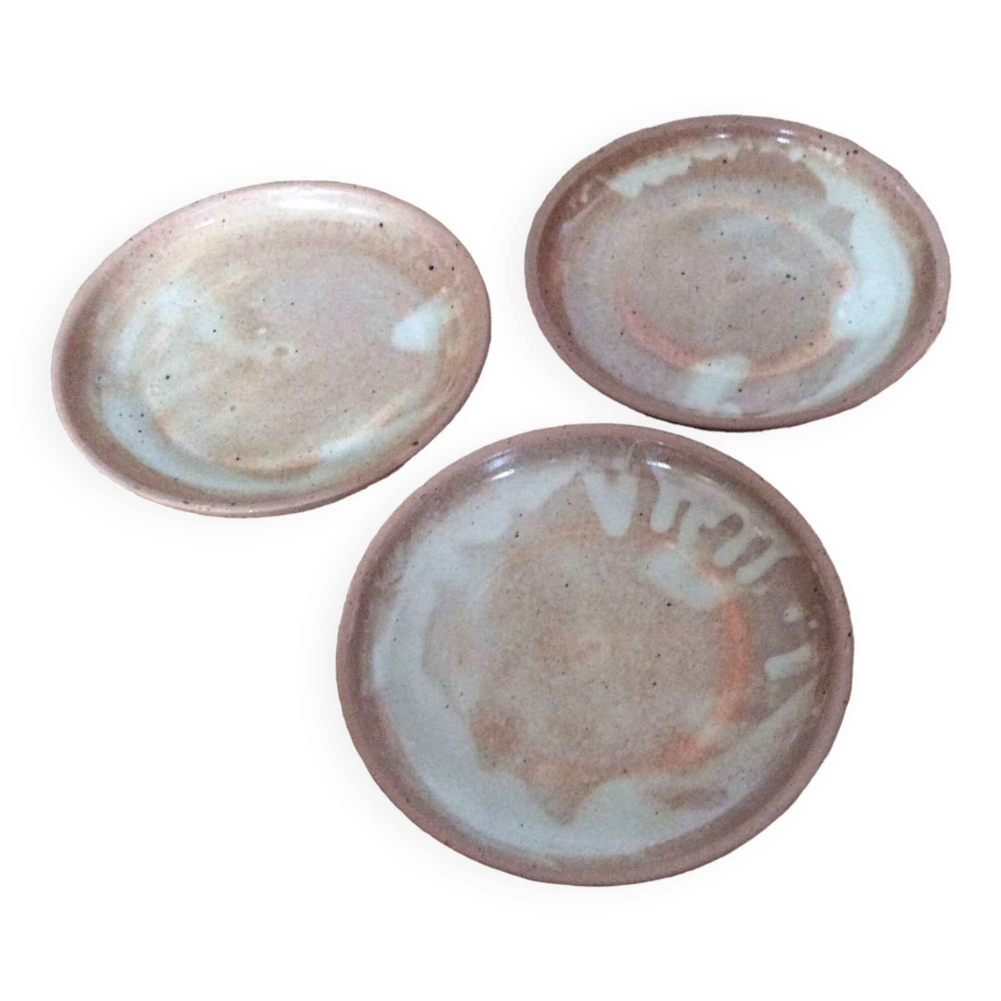 3 stoneware dessert plates