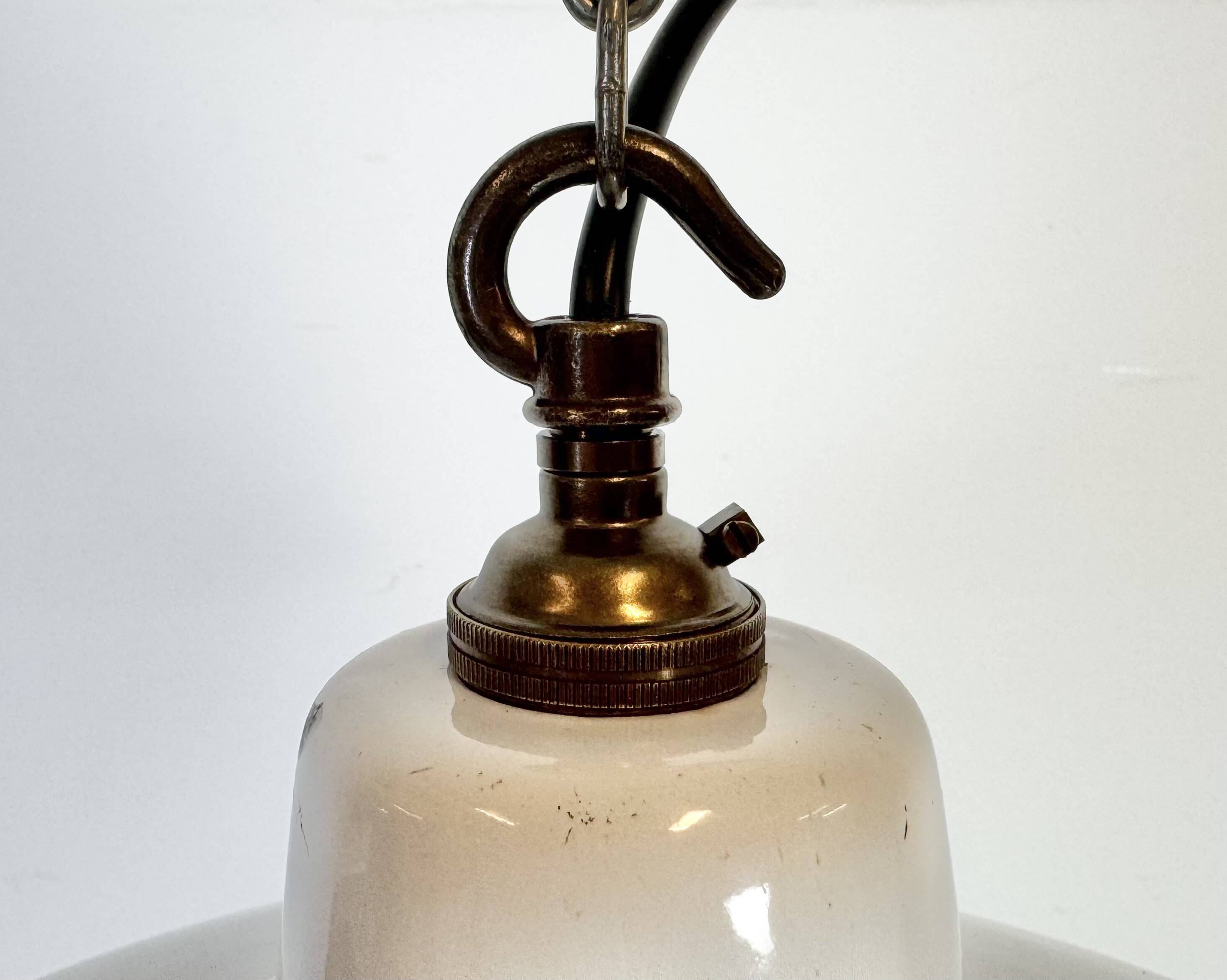Industrial White Enamel Factory Pendant Lamp, 1960s