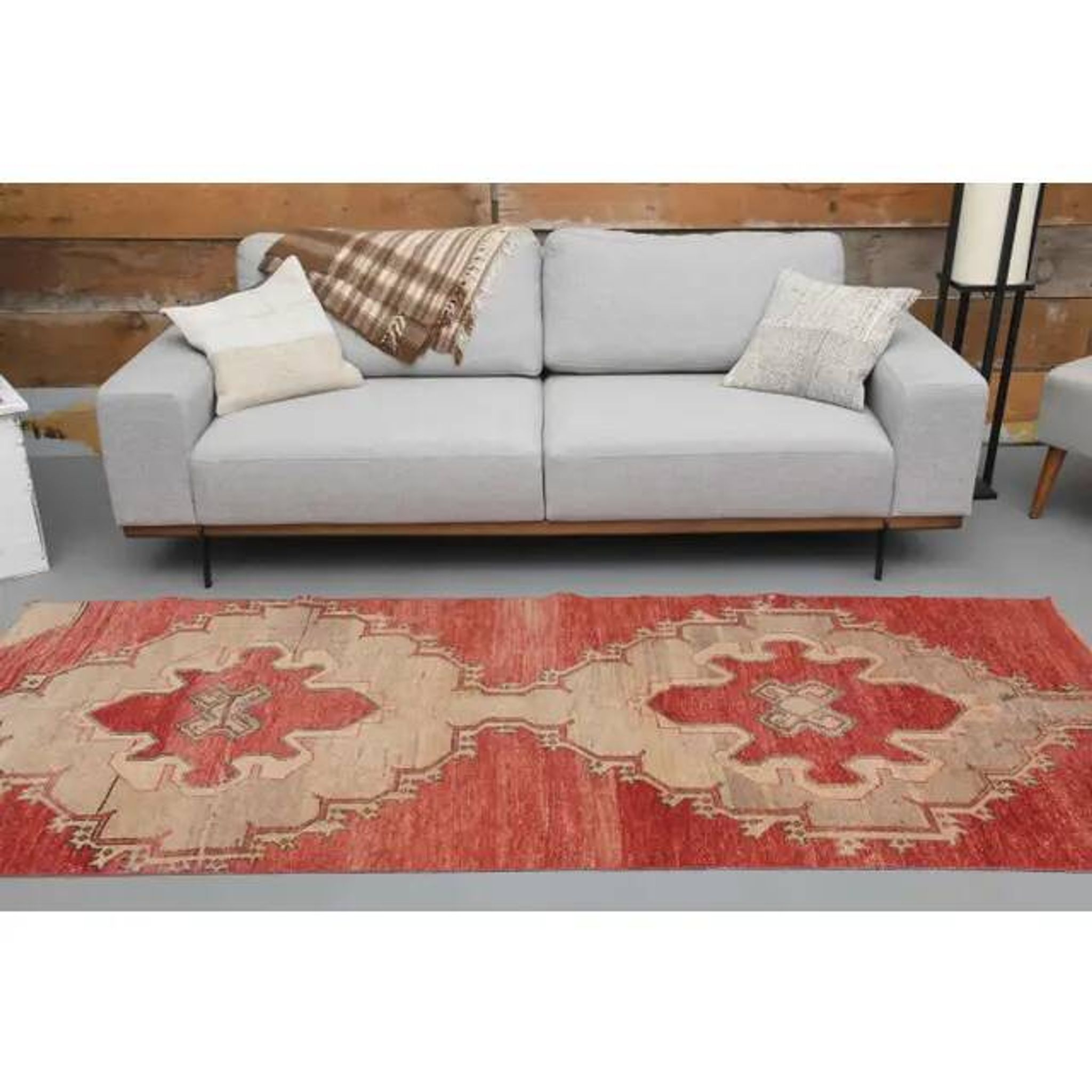 1970s Turkish Hand-Knotted Wool Cotton Red Runner Rug 104x260