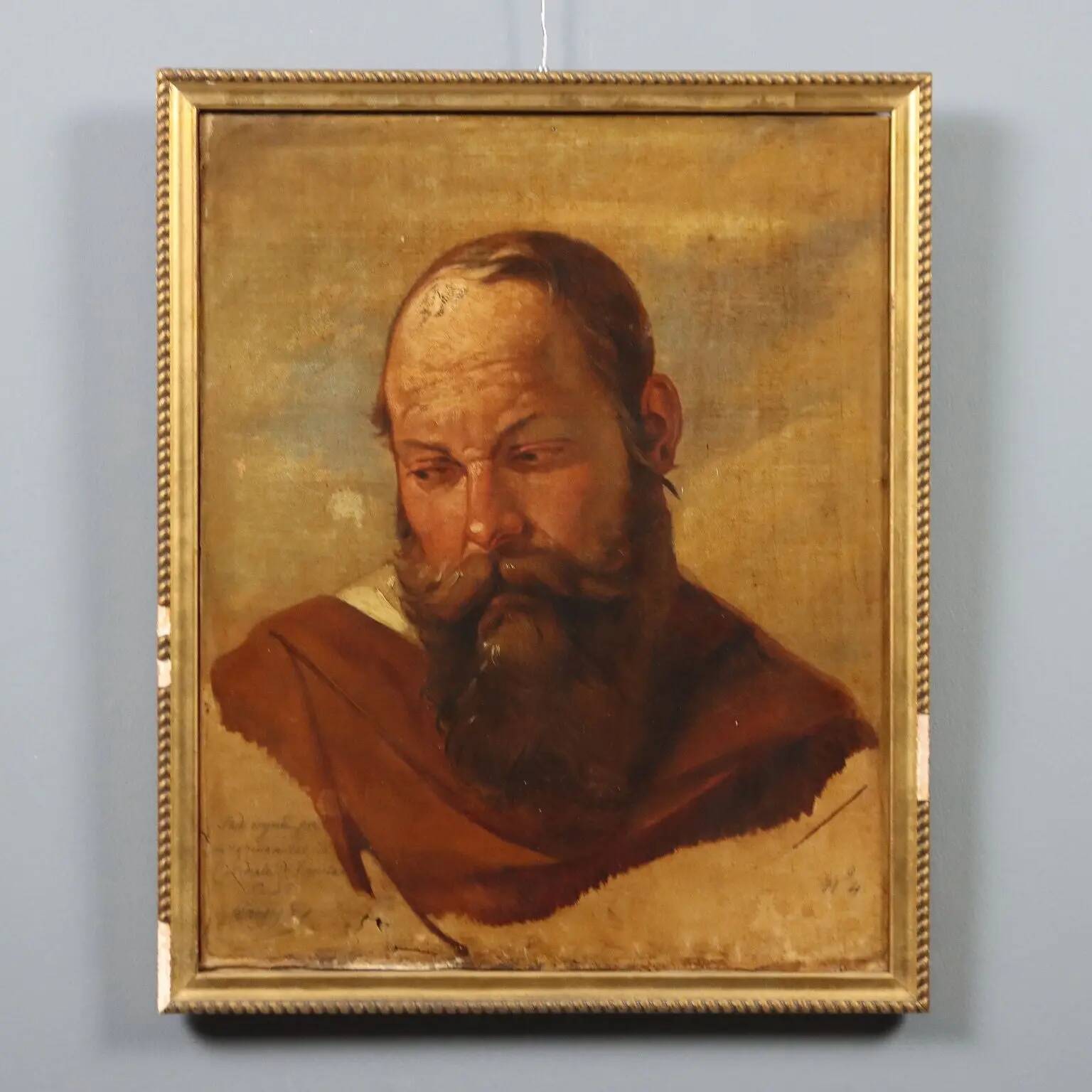 Ancient painting signed Filippo Marsigli, oil on paper, circa 1840.