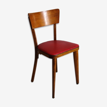 Chaise bistro skaï rouge vintage