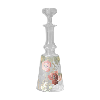 Liquor decanter - poppy flowers décor - art nouveau - legras