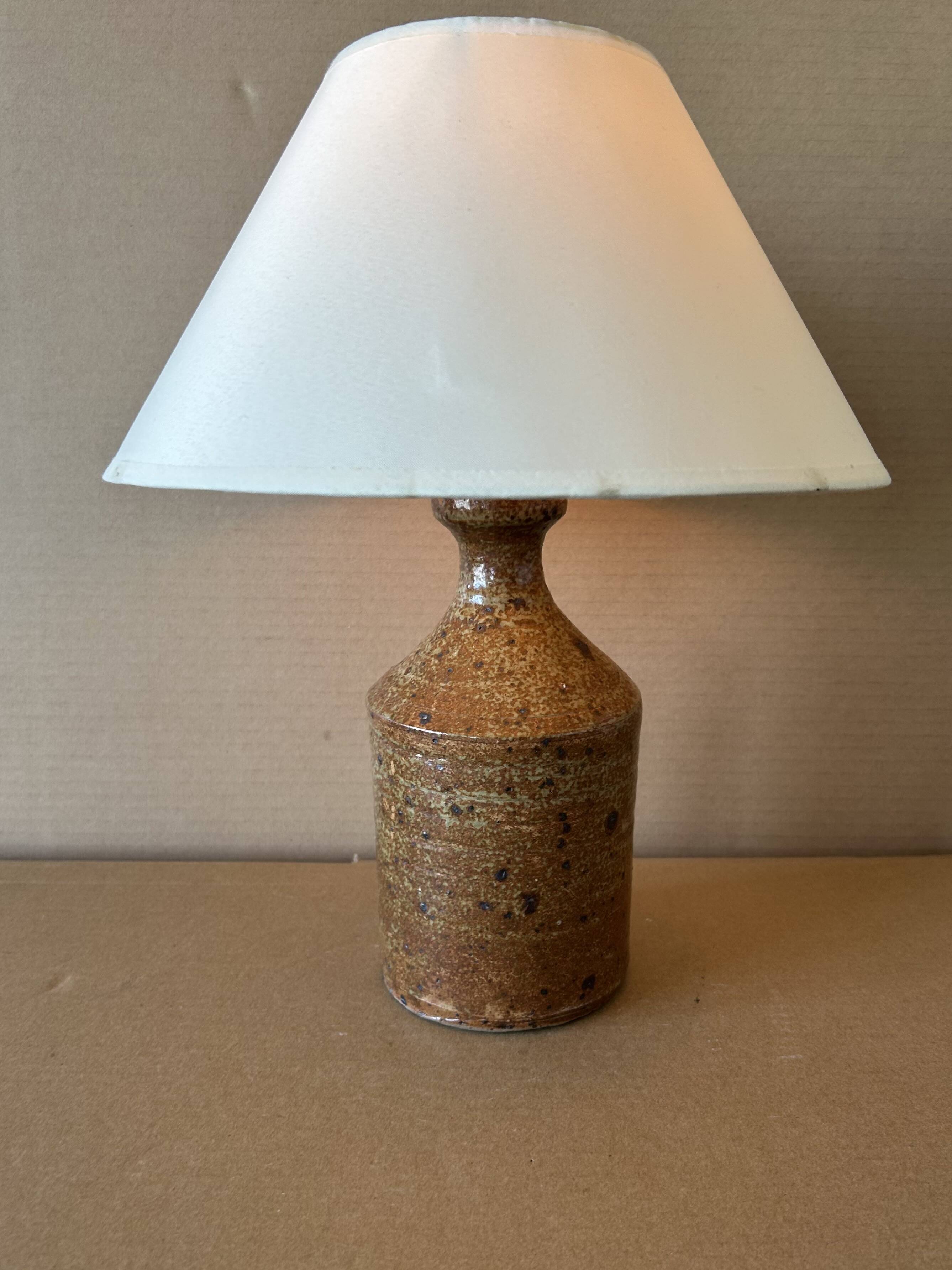 Vintage enamelled stoneware table lamp