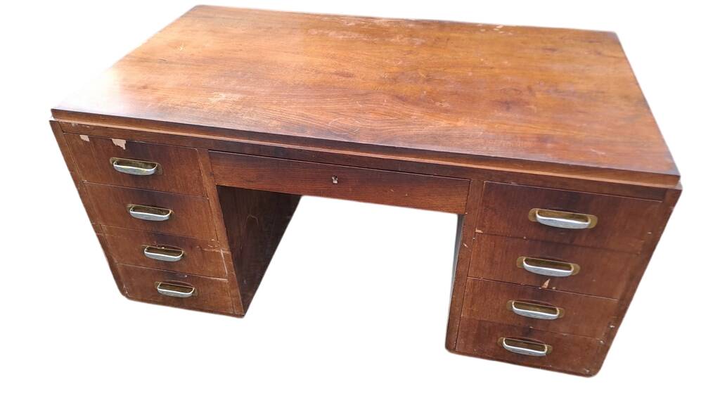 Art Deco walnut pedestal desk, 1930s