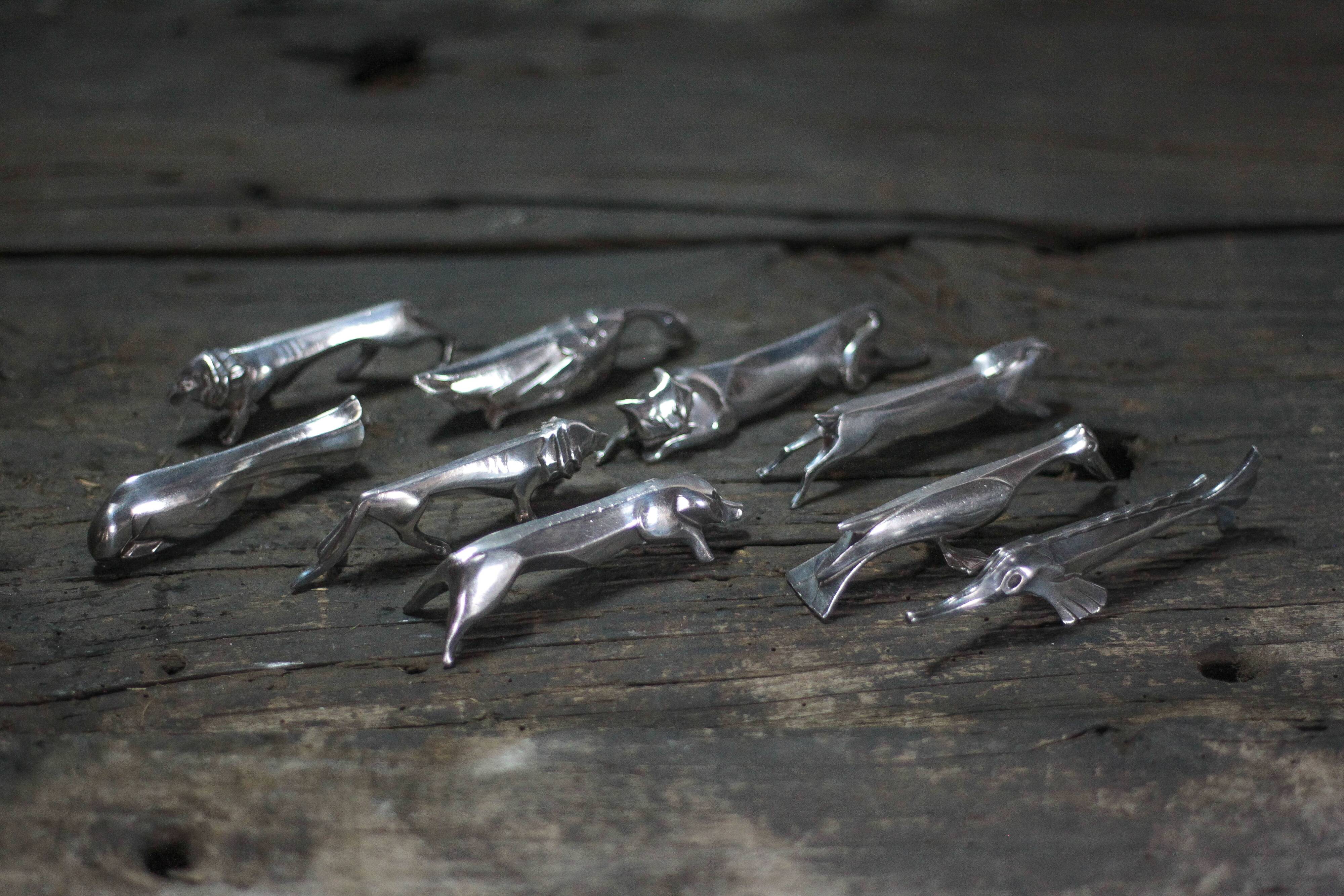 vintage Gallia knife rest X 9, zoomorphic knife rest, cutlery holder
