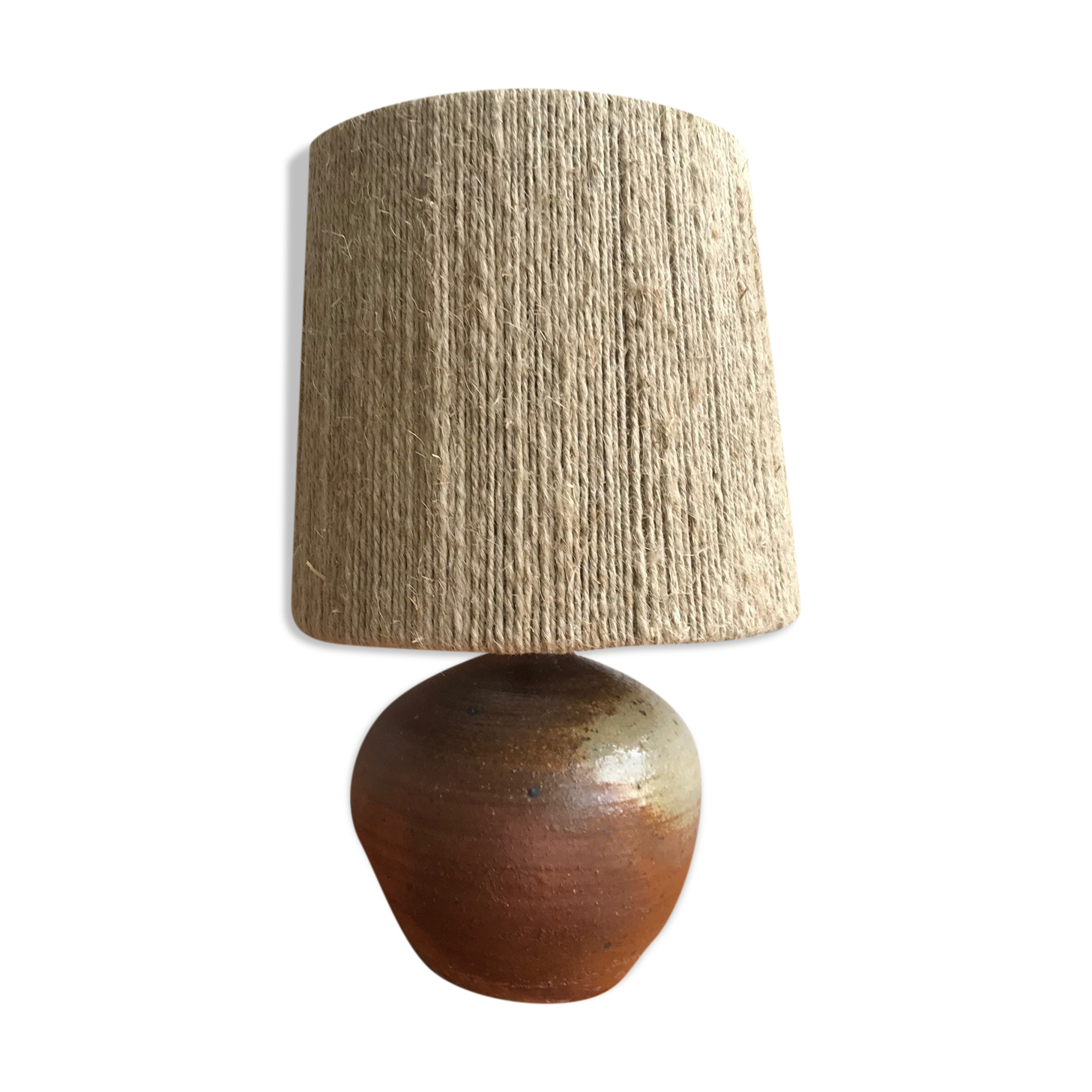 Sandstone lamp, rope lampshade