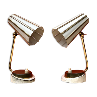 Pair of mid century brass table lamps