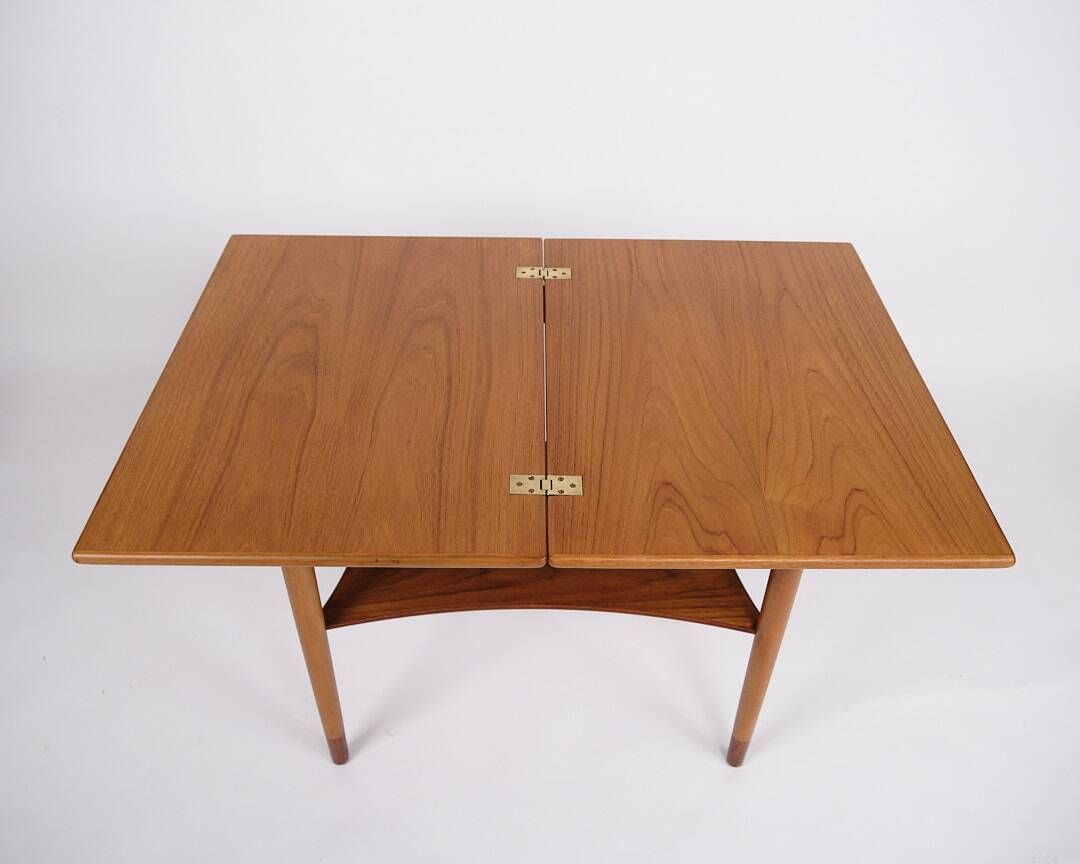 Folding table - Teak & Beech - Brass fittings - Børge Mogensen - Søborg Furniture Factory - 1950s