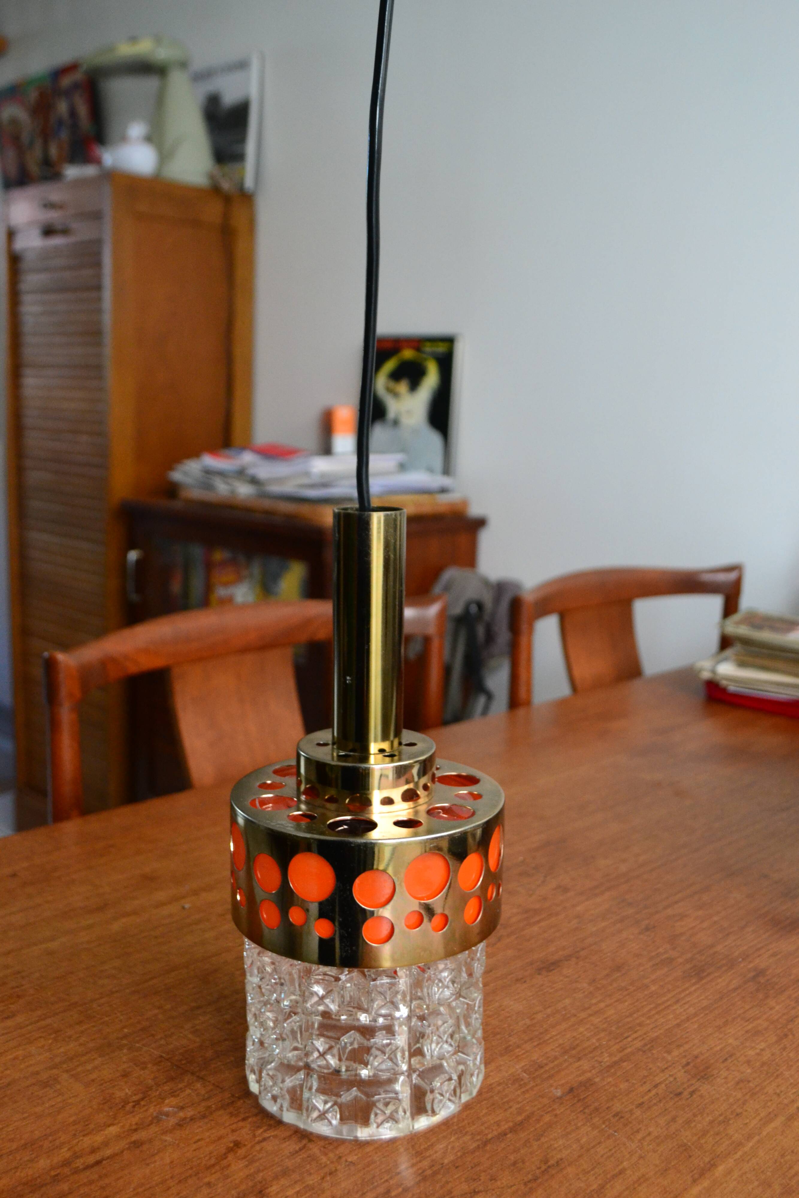 Suspension Raak gold orange 1970s pop