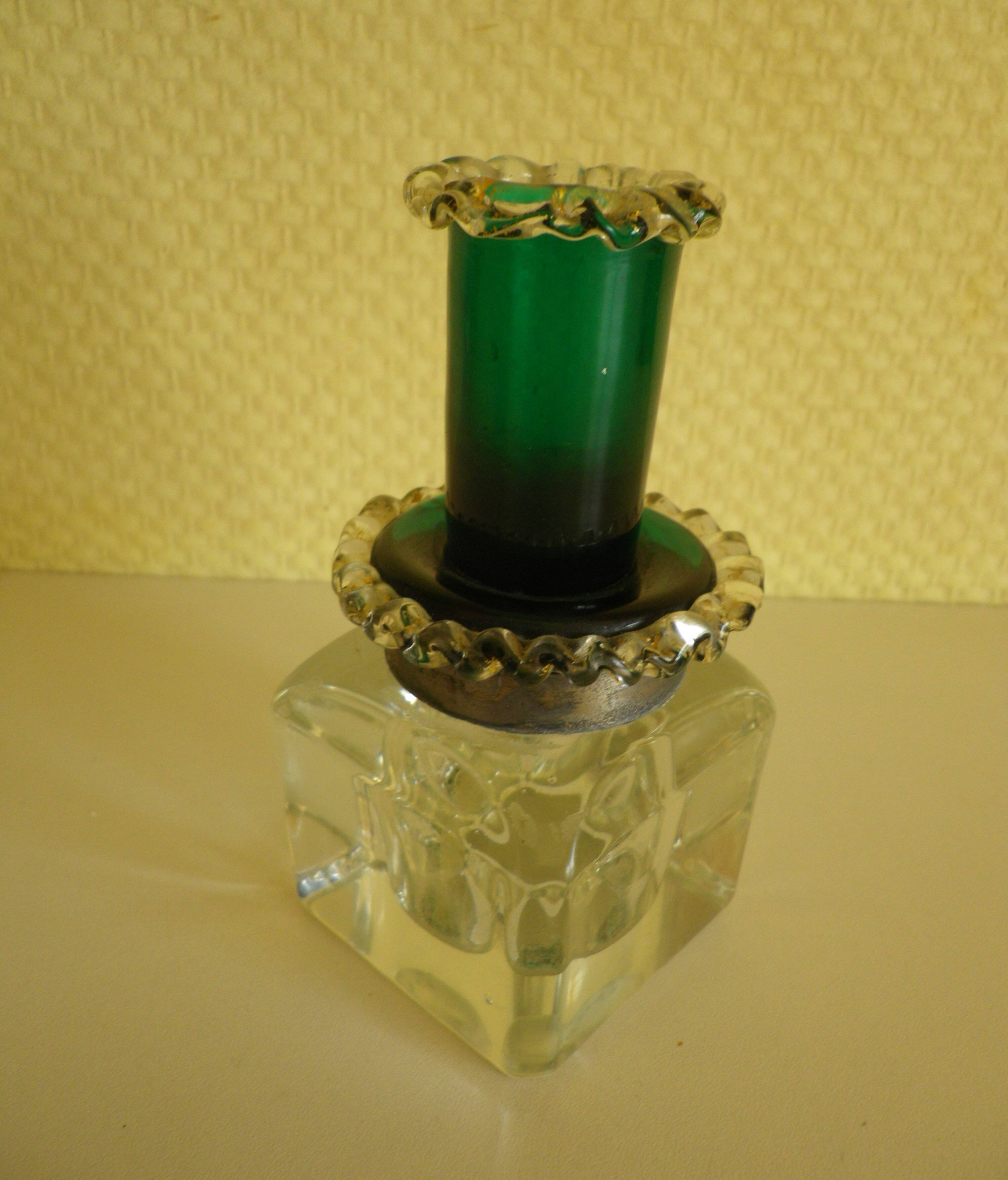 Antique Desk Candlestick from Vallérystal Crystal Factory, 1890s