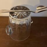 Ice bucket "Cristal de Paris" + spoon with multiple hallmarks