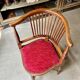 Corner armchair, dark wood and red velvet office chair.