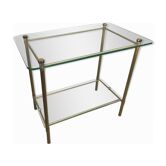 Table basse laiton et verre, années 70