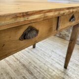 1950s pine and oak farmhouse table with multiple drawers