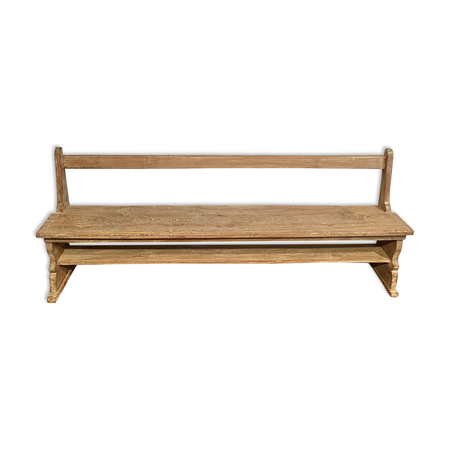Former schoolboy bench made of raw wood