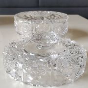Round crystal bonbonnière, cut Bohemian style. Star patterns. Diameter 15 cm.