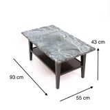 Ebonized Wood Coffee Table with a Green Alps Marble Top, Italy
