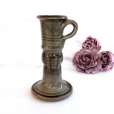 Handcrafted ceramic candle holder signed Blanot vintage France
