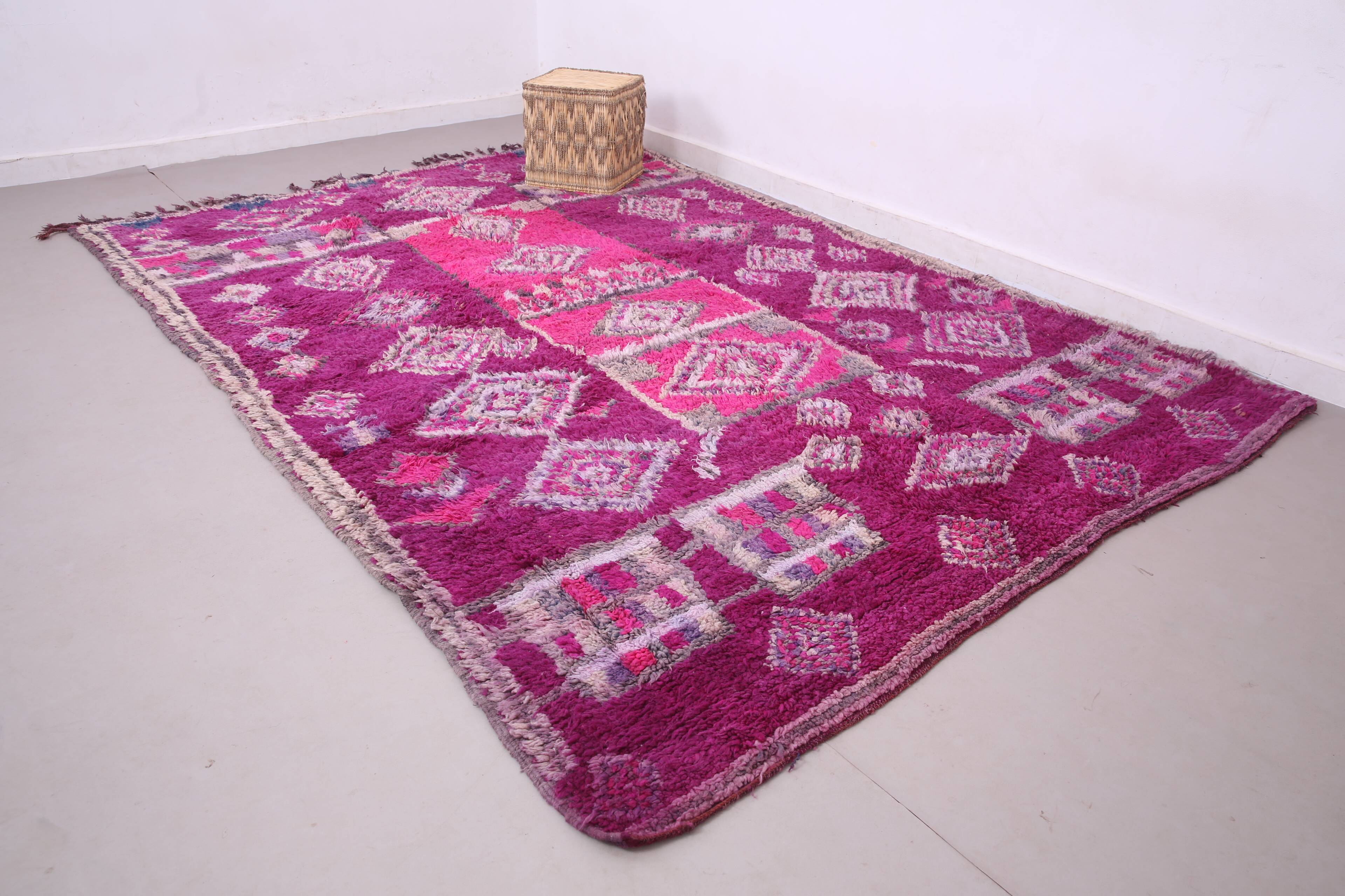 Purple vintage moroccan rug 228 x 317 cm - Handmade Berber Wool Rug