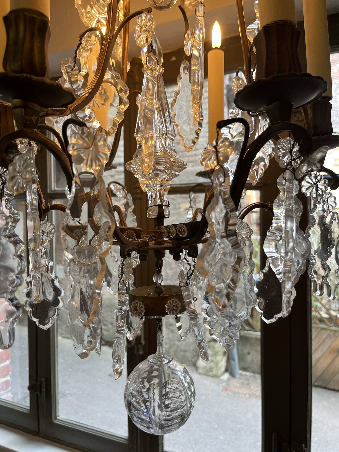Lustre à pampille  cristal 19 eme