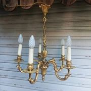 Antique gilded bronze chandelier in Louis XVI style, 5 lights, in working condition.