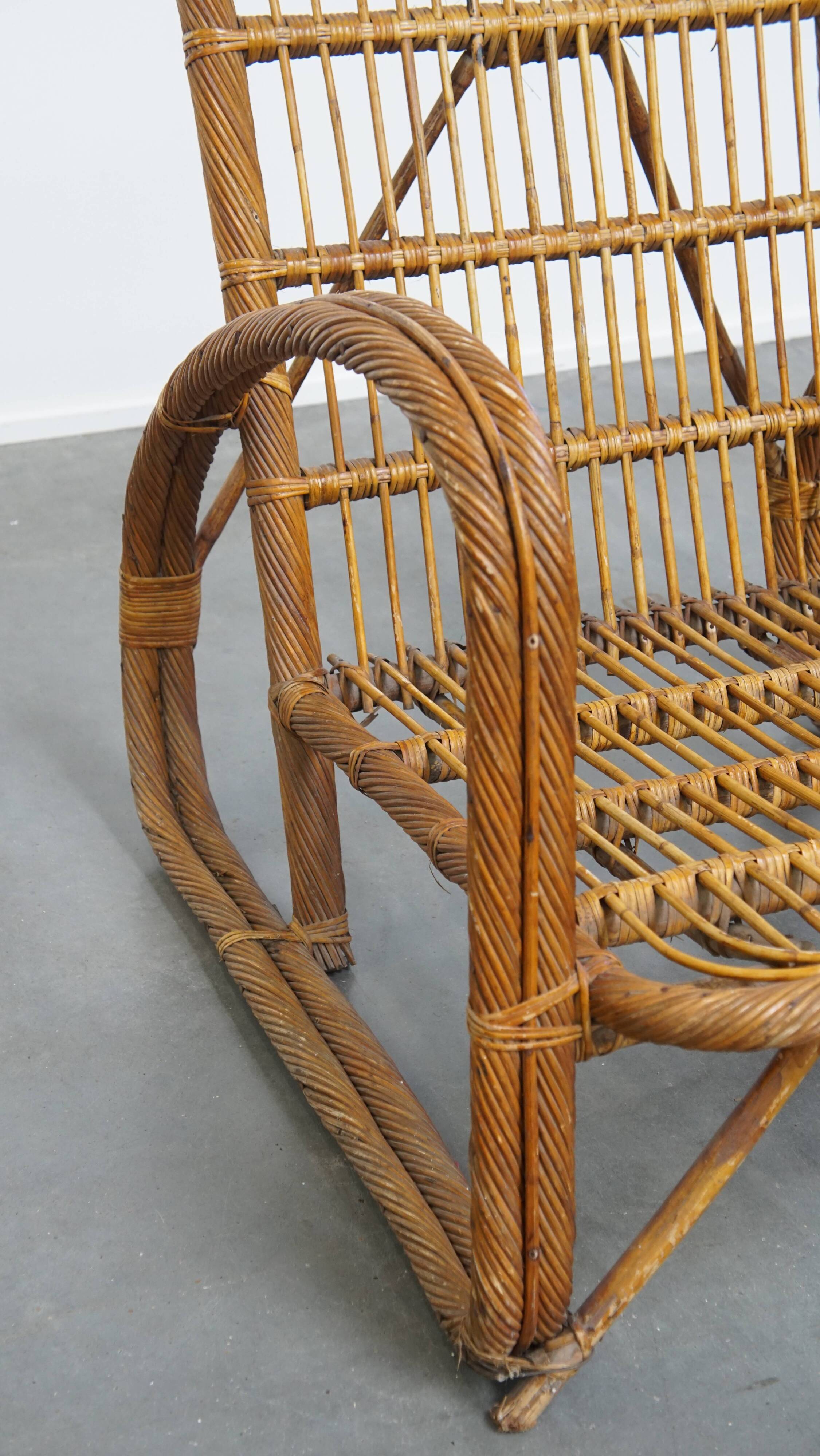 French Rattan Vintage Design Armchair from the 1950s