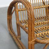 French Rattan Vintage Design Armchair from the 1950s