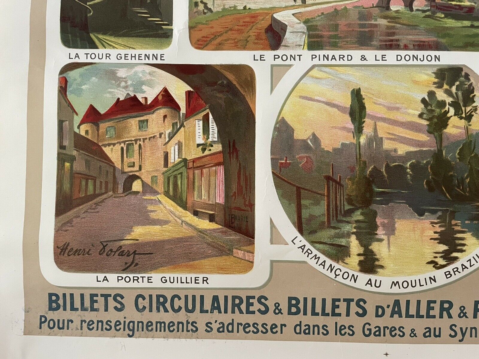Original poster chemin de fer plm - semur en auxois, henri polard
