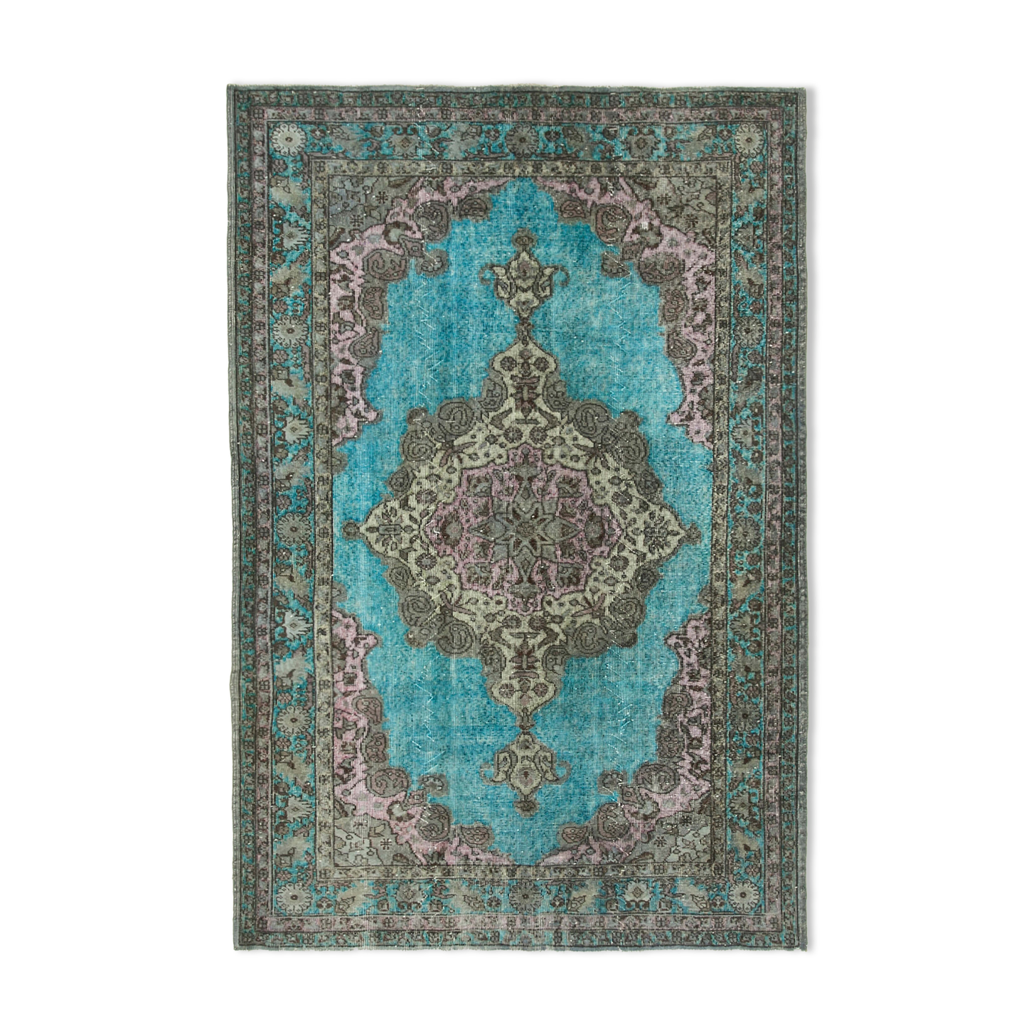 Handmade carved anatolian 1980s 180 cm x 271 cm grey rug