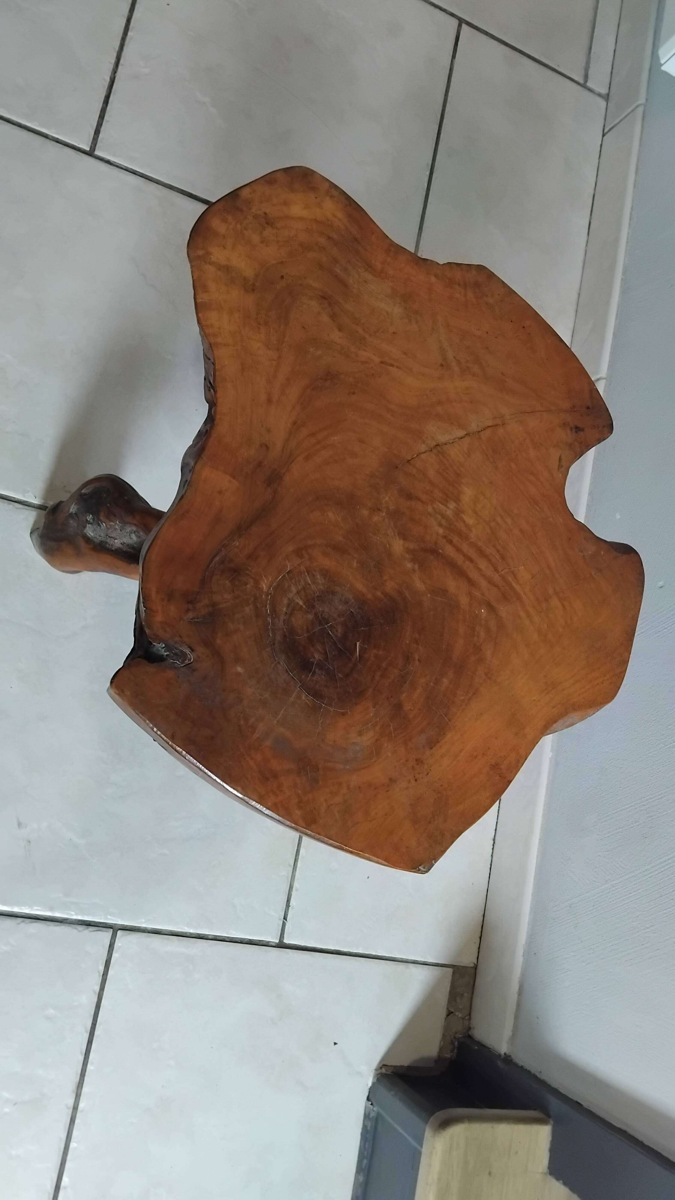 Small vintage brutalist wooden coffee table