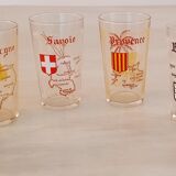 6 orangeade glasses - lemonade - water - regional theme - vintage