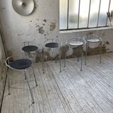 Set of 5 “silver moon” high stools Pascal Mourgue