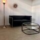 Black leather 2-seater tubular sofa bauhaus style Marcel Olsen design
