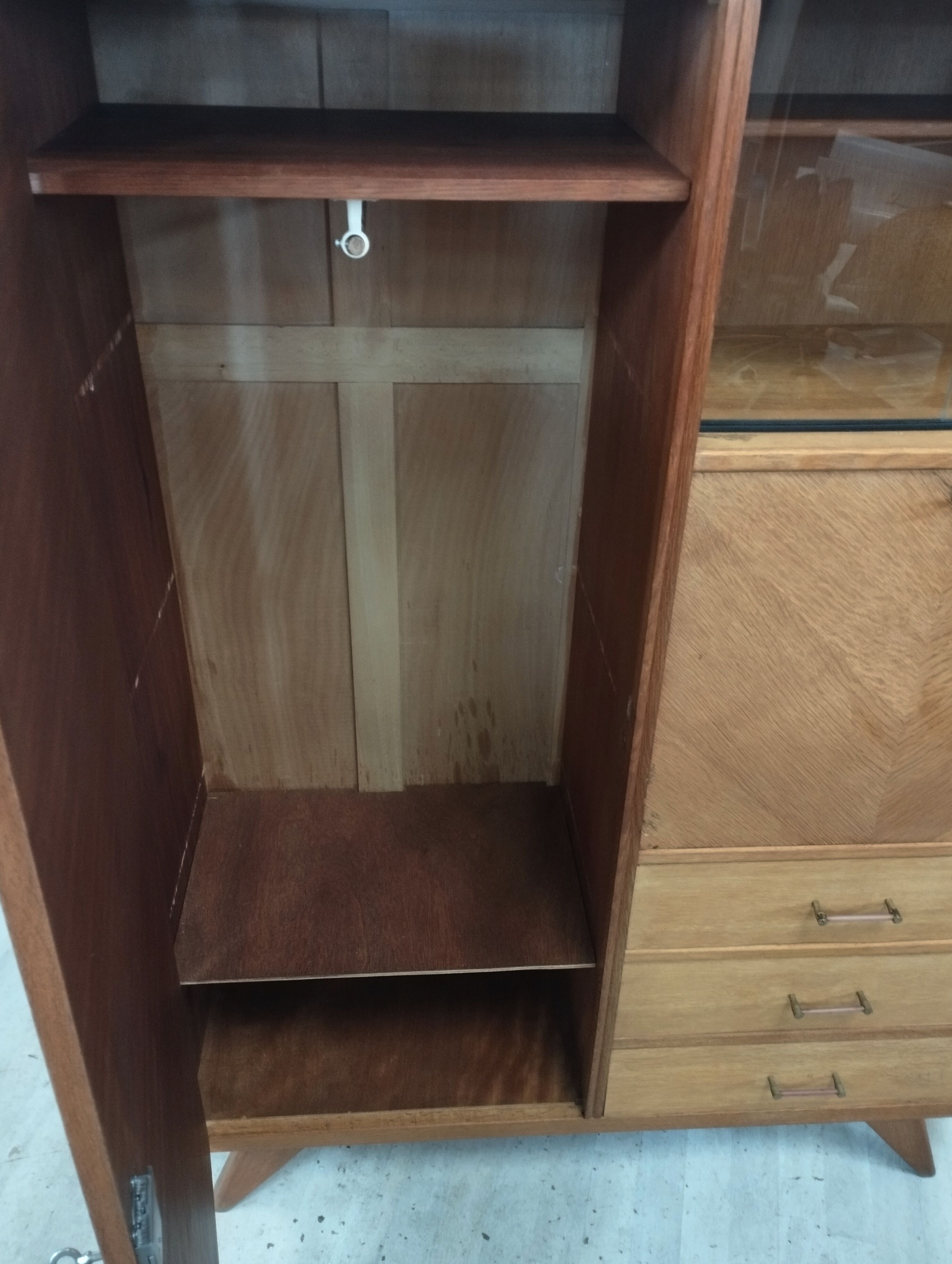 Secrétaire armoire vintage pieds compas