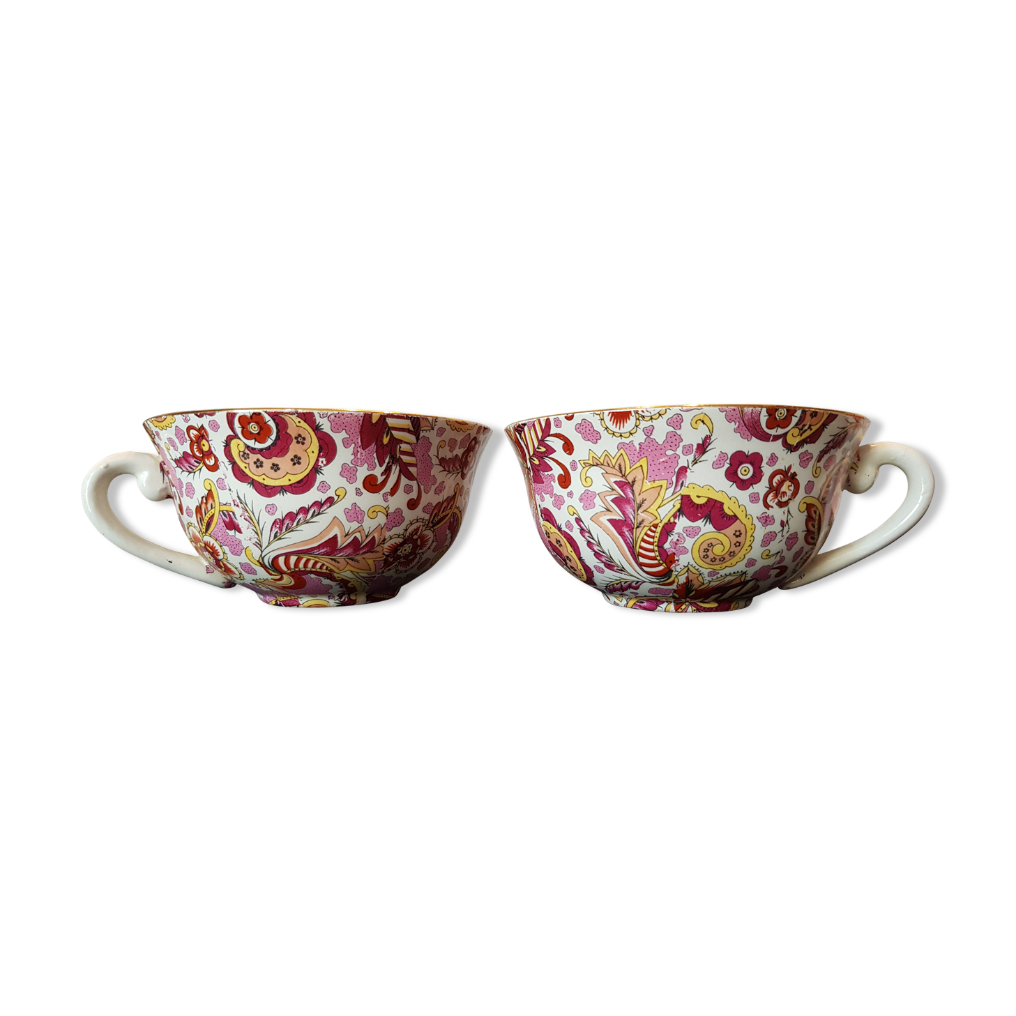 Hand-painted Gien cups