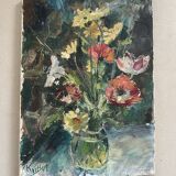Bouquet, old fabric signed Rouban