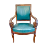 Fauteuil Empire cuir vert
