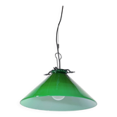 Green Murano conical pendant light, Italy 1980.