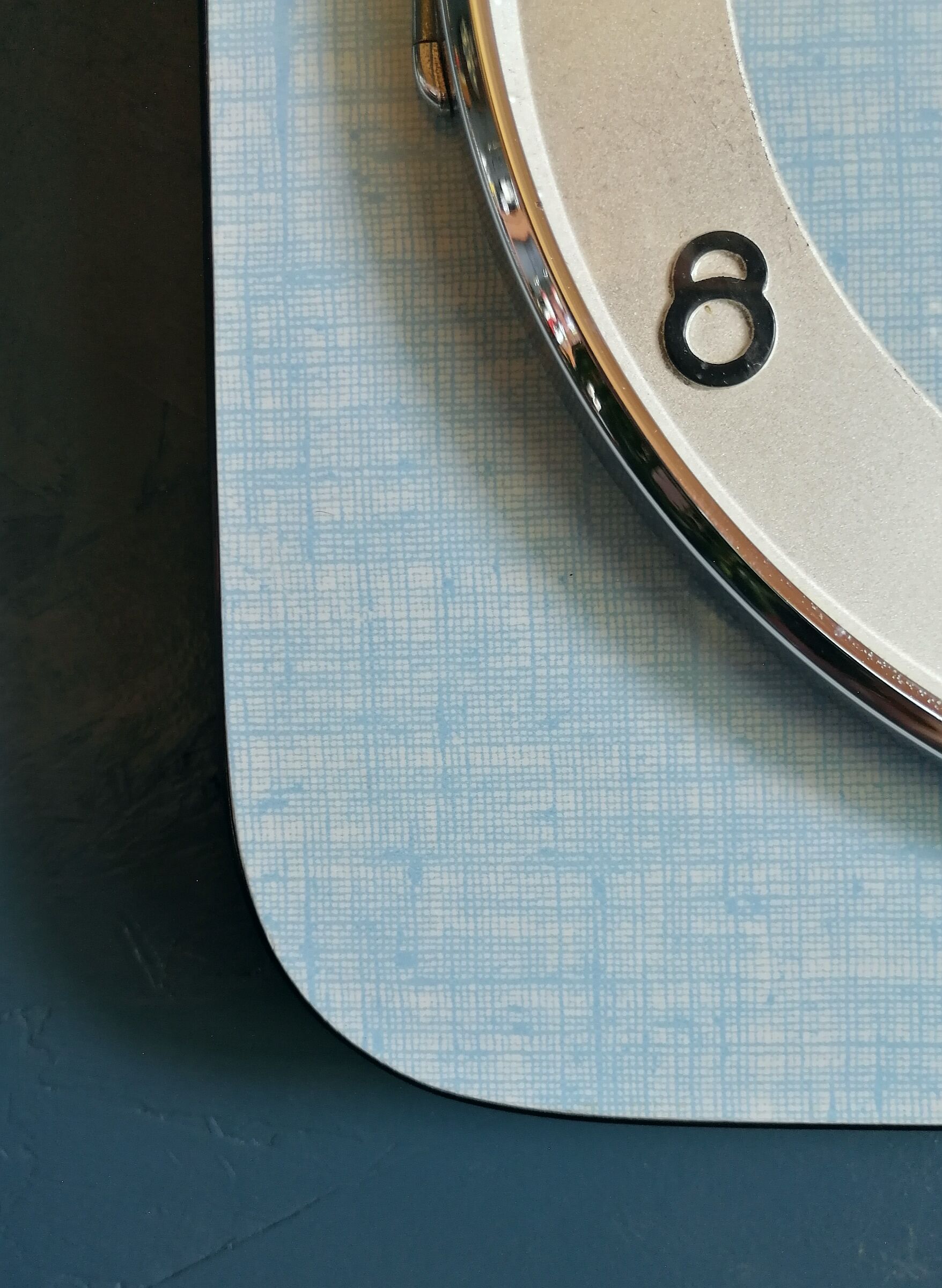 Clock formica vintage clock square wall silent "Blue Silver Sky"