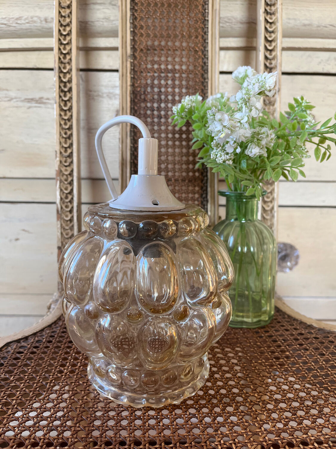 Vintage bubble glass pendant lamp 1960/70