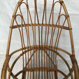 Wicker armchair rattan bamboo 60s large backrest